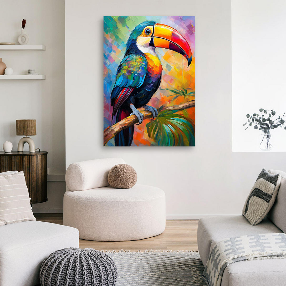 WANDBILD tropischer bunter papagei - Multicolor, Textil (40/60cm) - Feeby