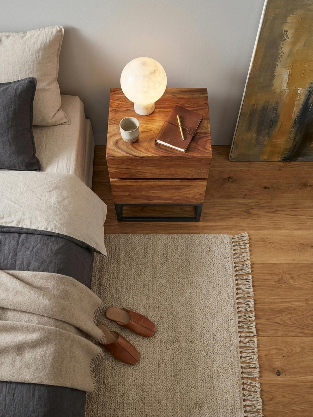 NACHTTISCH – Massivholz/Metall, 40x38x60 cm, 2 Schubladen, Industrial-Stil - Schwarz/Braun, Holz/Metall (40/60/38cm) - KADIMA DESIGN