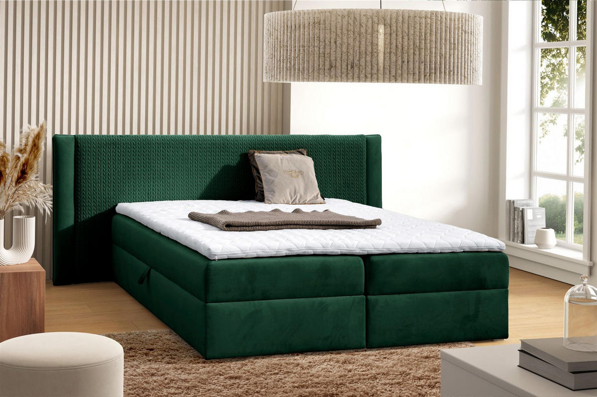 BOXBETT Cedric In Magic Velvet - Dunkelgrün, Holzwerkstoff/Textil (180/200cm) - Fun Möbel