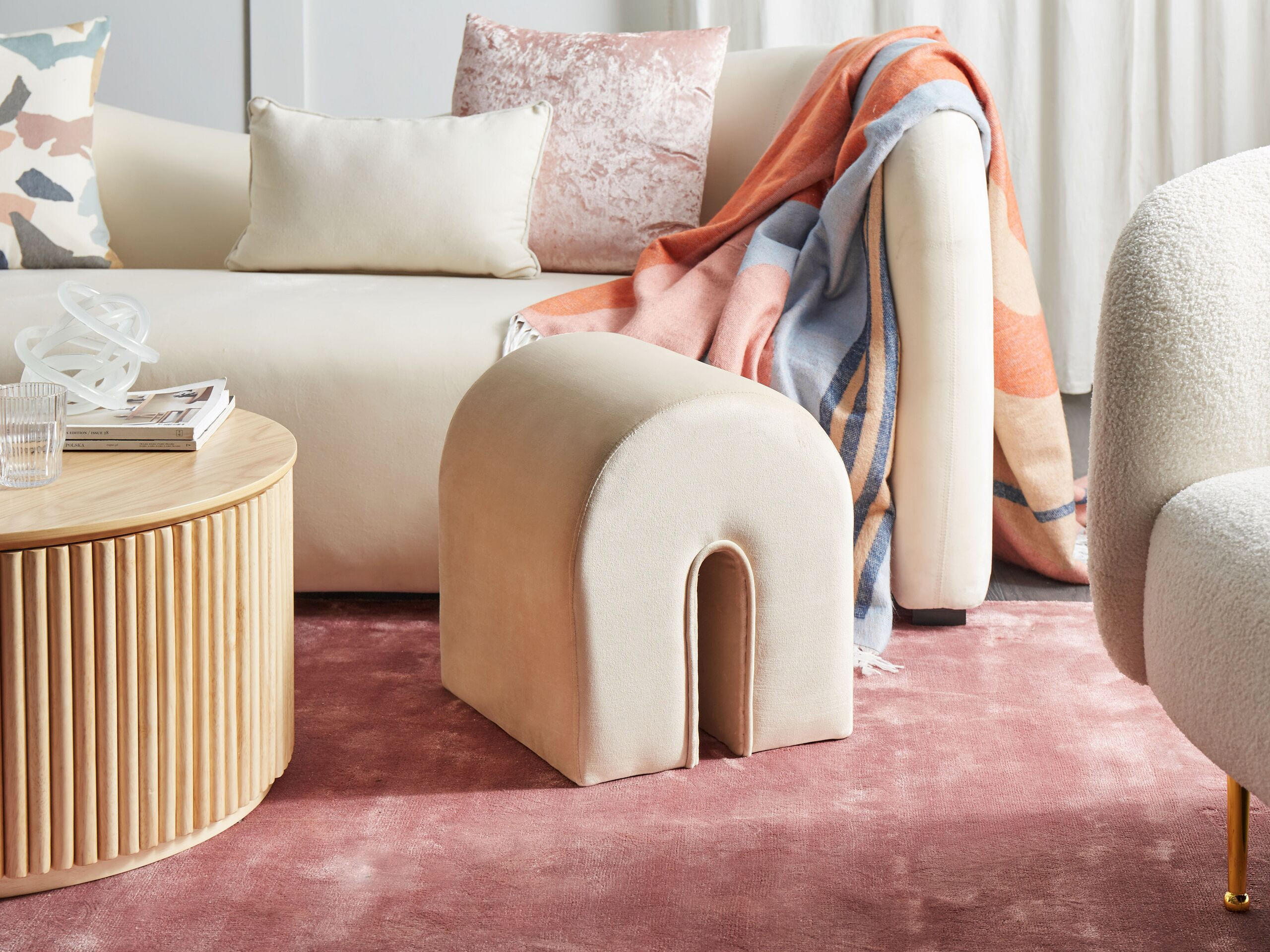 POUF Modoc 42/35/42 cm - Beige, Textil (35/42/42cm) - Beliani