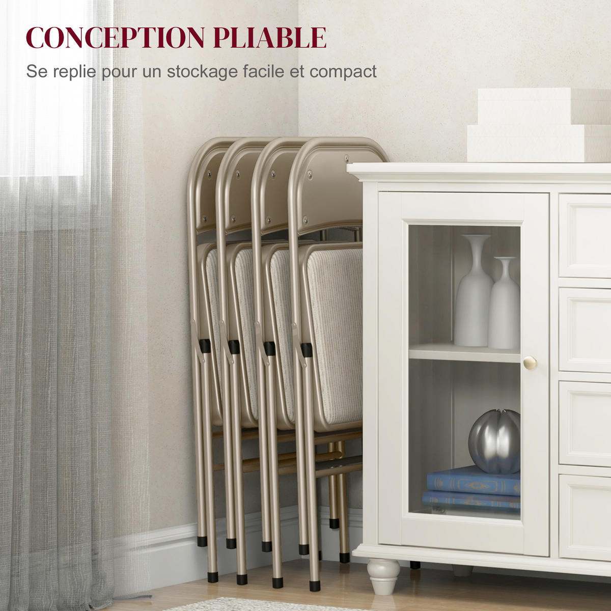 KLAPPSESSEL Beige 4 Stück - Beige, Naturmaterialien (45/78/46cm) - GiPP