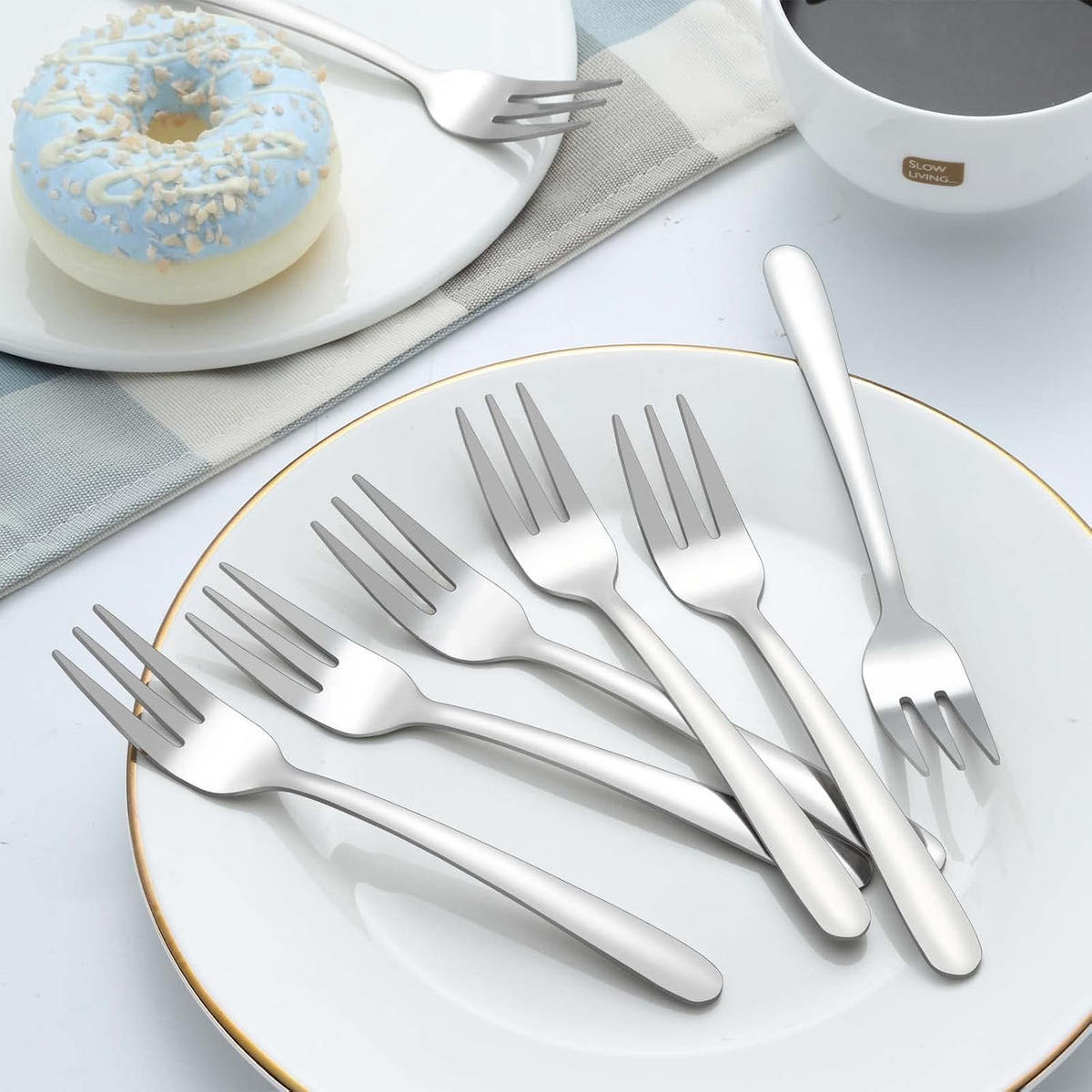 BESTECK Set Gold 60 teilig für 12 Personen, Edelstahl Besteckset mit Messer Gabel Löffel, Titanium Look, spülmaschinenfest - Silberfarben, Metall