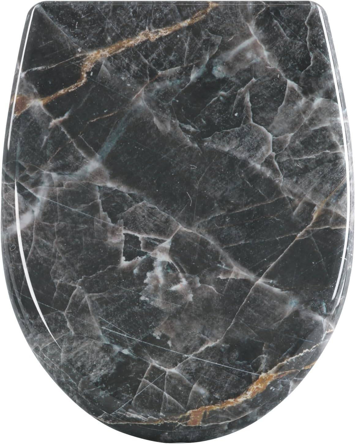 TOILETTENDECKEL mit Absenkautomatik, 175 kg belastbar - Schwarz/Weiß, Kunststoff (37/3.4/45cm) - Woltu
