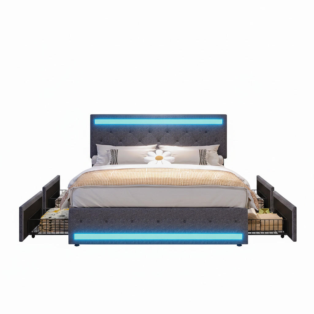 Parafta Home Schubladenbett Grau 140x200 cm
