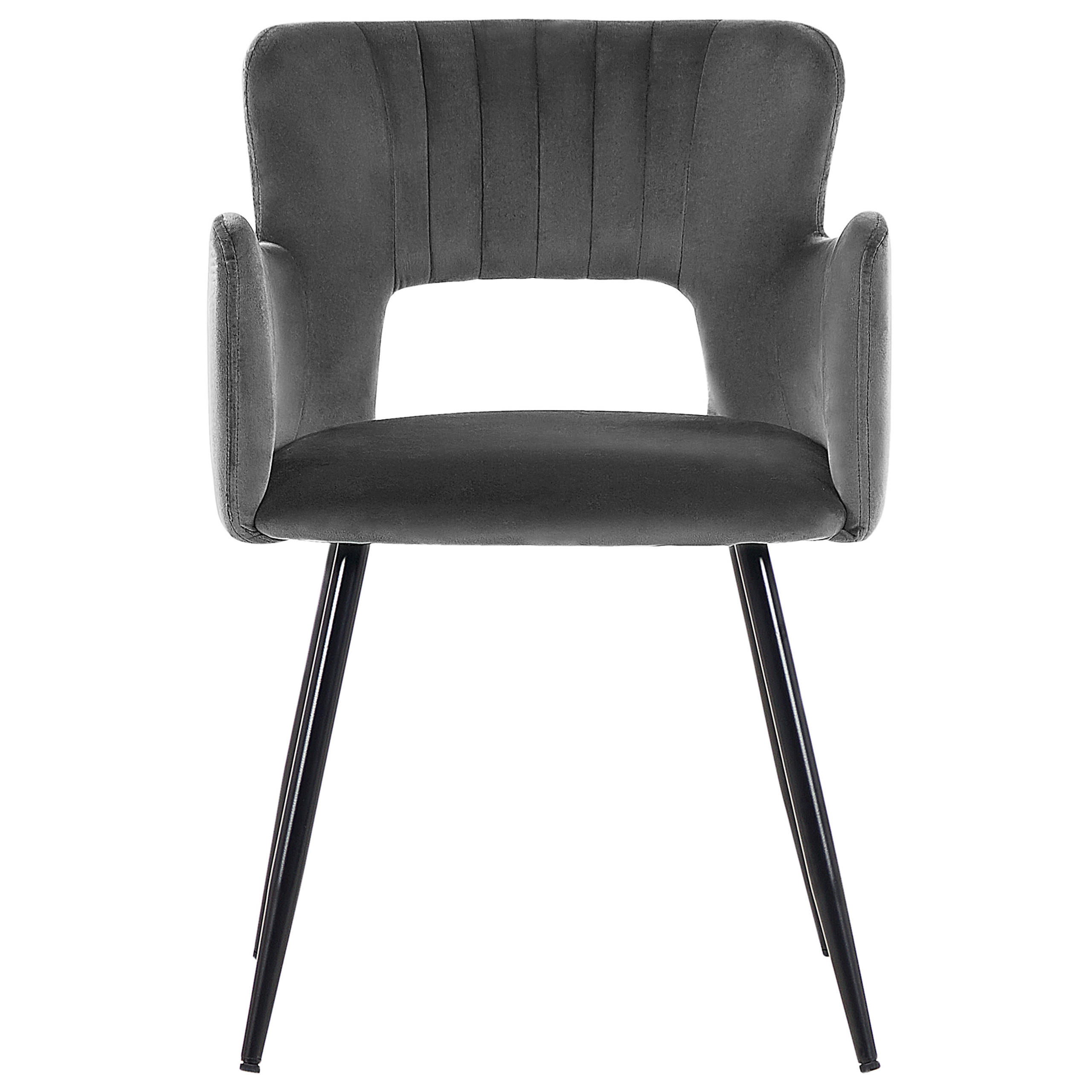 ESSZIMMERSTUHL 2er-Set Samtstoff Grau Sanilac - Dunkelgrau, Textil/Metall (52/75/44cm) - Beliani