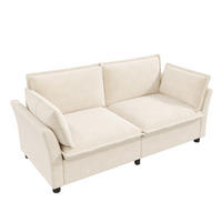 2-SITZER-SOFA DE-33210 mit dicken Polstern und Armlehnenkissen Beige - Beige, Metall (155/87/81cm) - ComfortXL