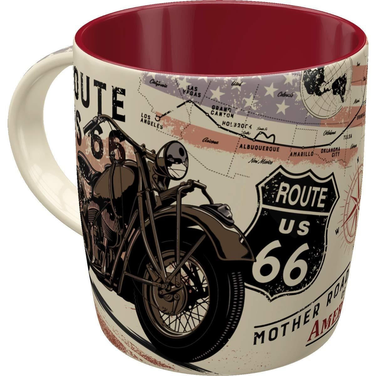 KAFFEETASSE 330 ml US Highways Route 66 Bike Map - Multicolor, Keramik (0.33L) - Nostalgic-Art