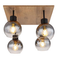DECKENLEUCHTE MOITAS Holzoptik Braun - Braun, Glas (40/40/33.5cm) - Globo Lighting