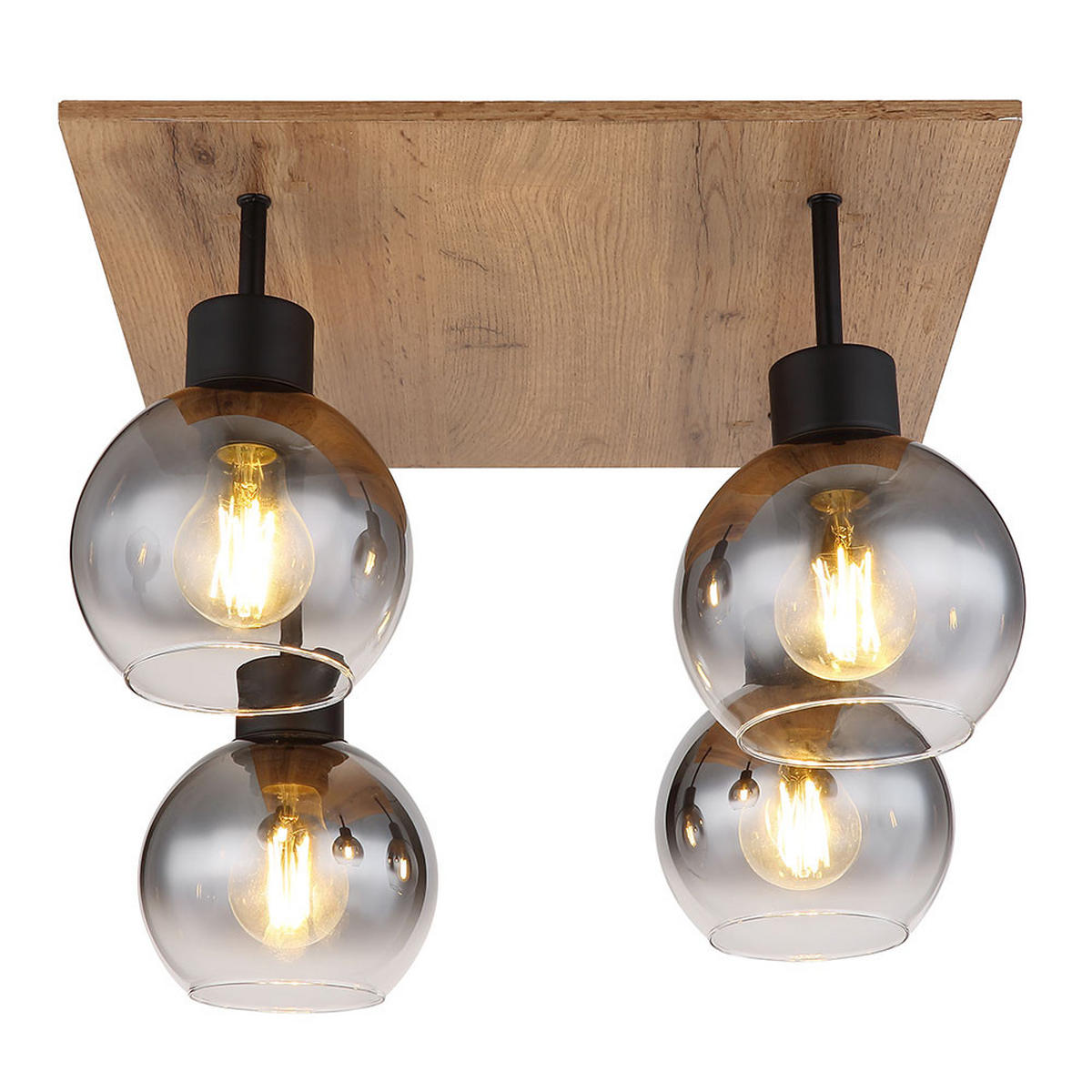 DECKENLEUCHTE MOITAS Holzoptik Braun - Braun, Glas (40/40/33.5cm) - Globo Lighting