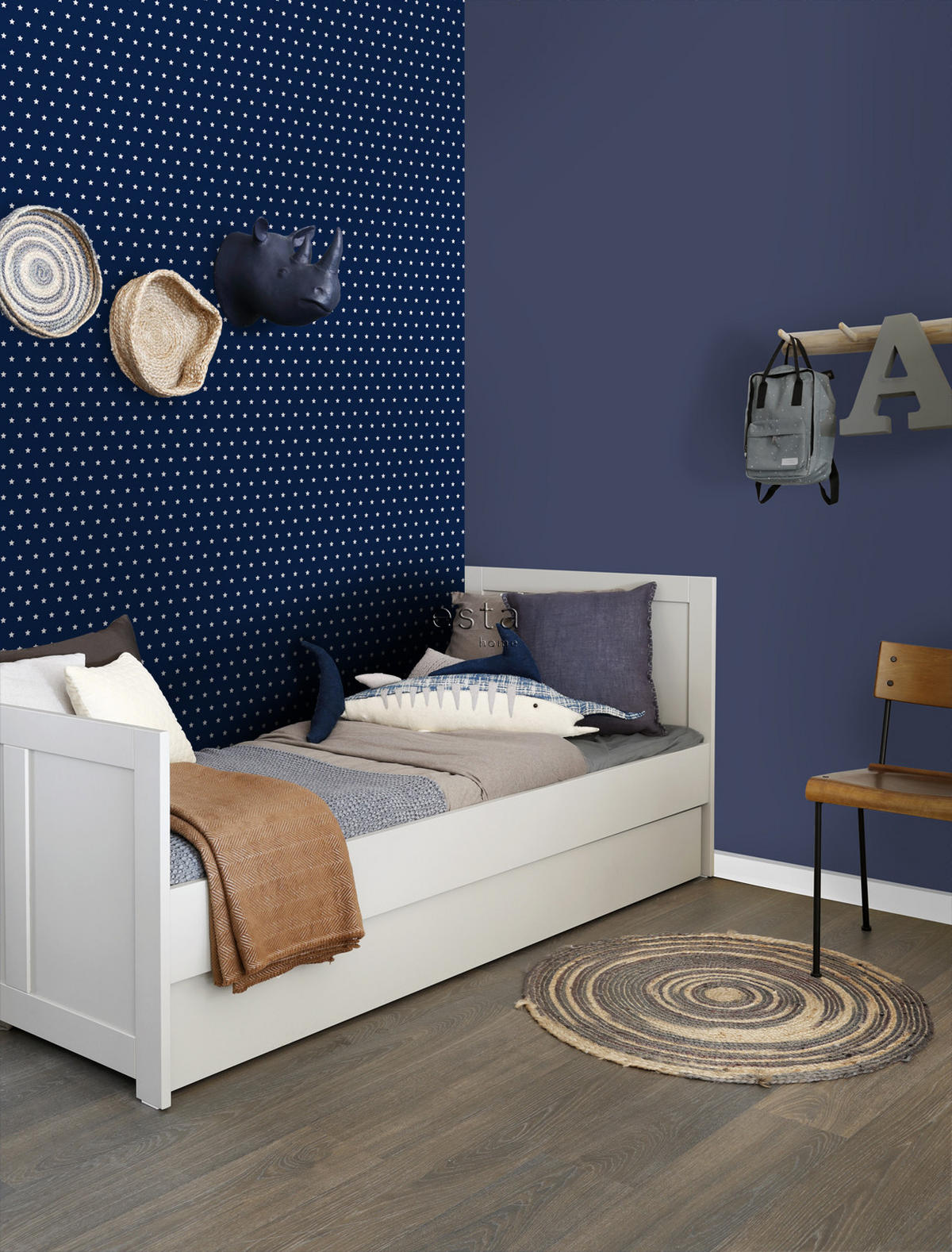 TAPETE Sterne 53 cm x 10.05 m - Blau, Papier (53/0.1cm) - ESTAhome