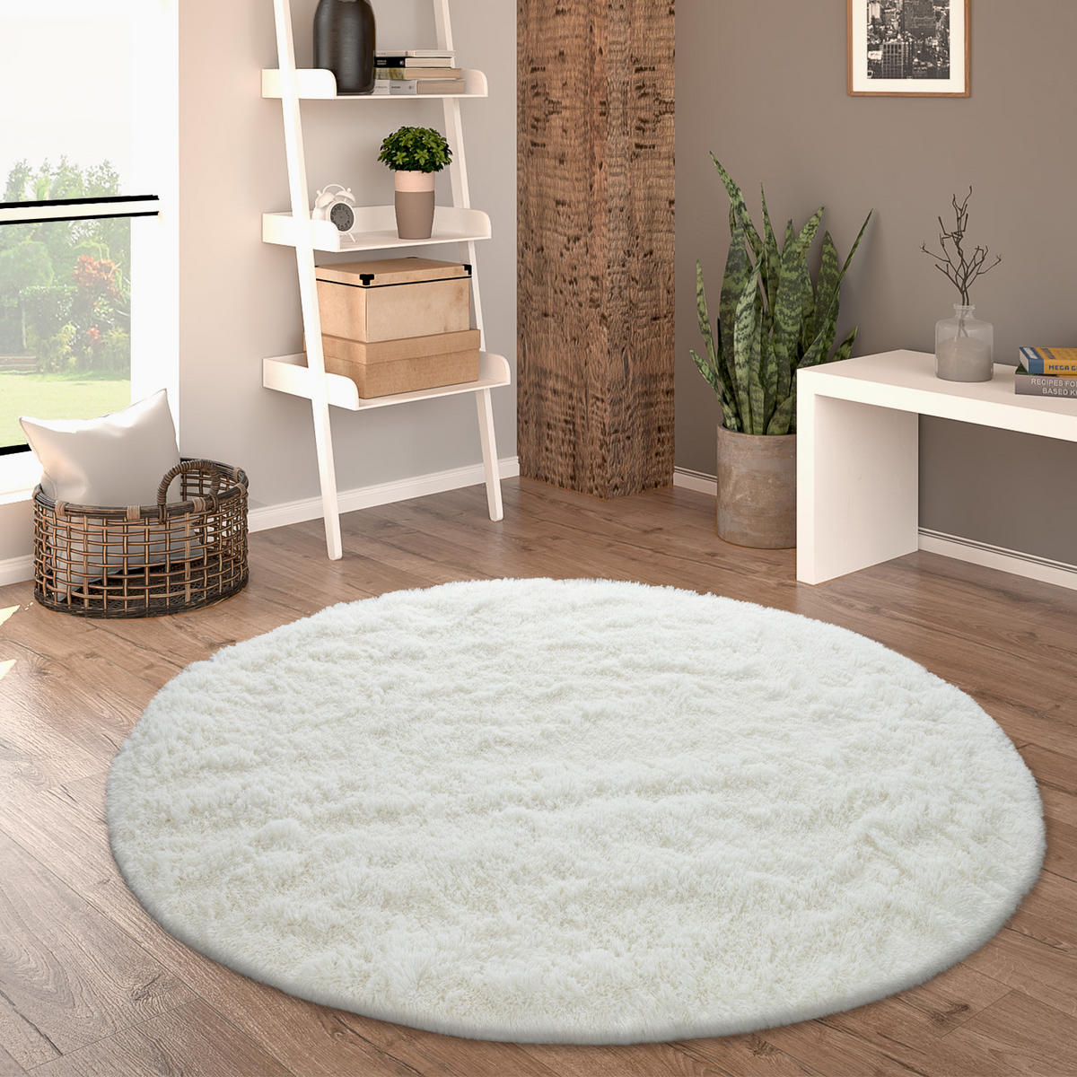 HOCHFLORTEPPICH 160/160 cm Silky 591 - Weiß, Textil (160/160cm) - Paco Home