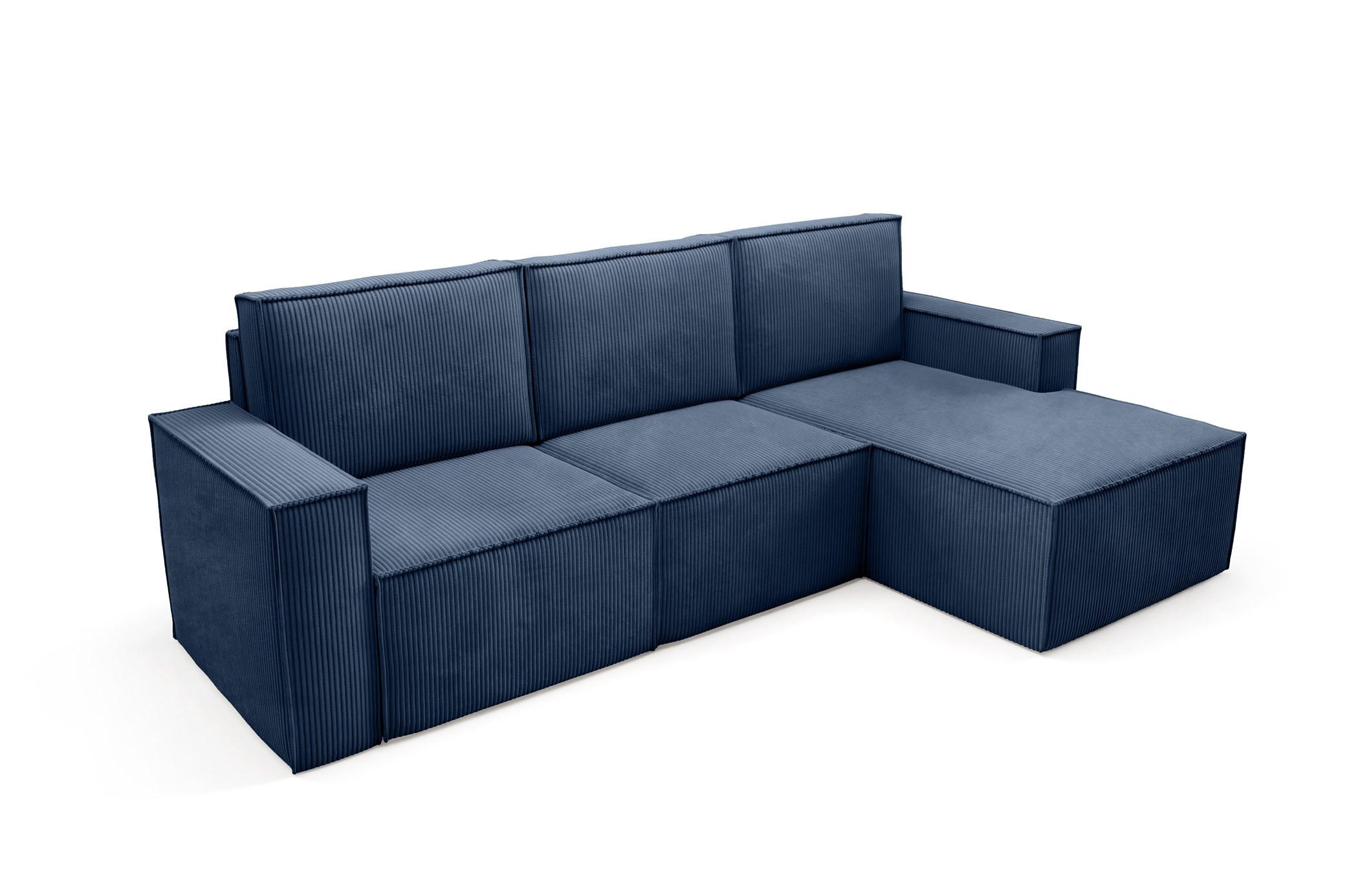 ECKSOFA Orto Dunkelblau, Dreisitzer Kordecksofa linke seite - Dunkelblau, Holzwerkstoff/Textil (180/142cm) - Bettso