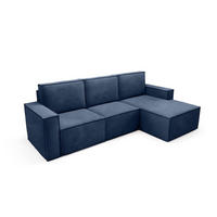 ECKSOFA Orto Dunkelblau, Dreisitzer Kordecksofa rechte seite - Dunkelblau, Holzwerkstoff/Textil (180/142cm) - Bettso