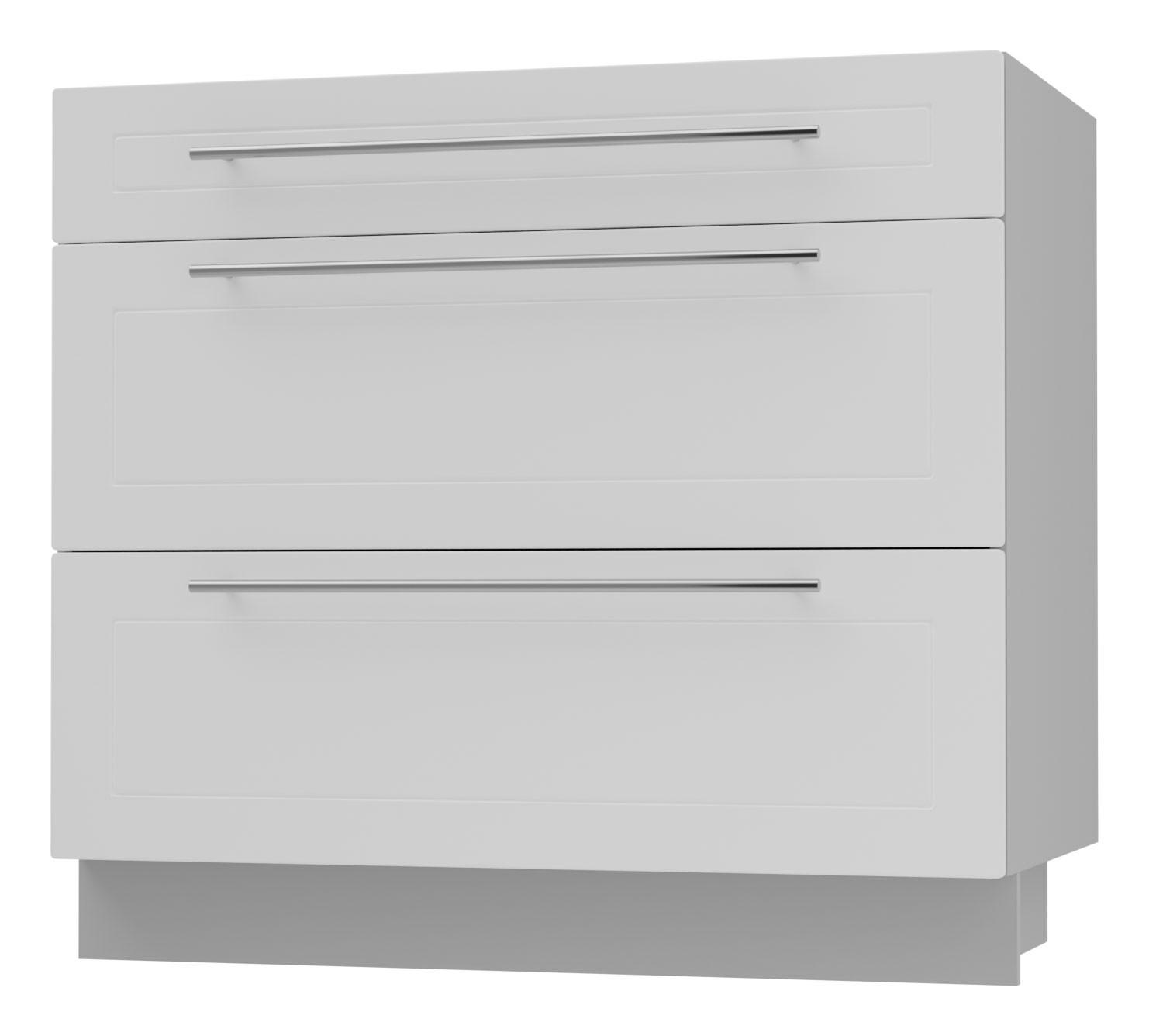 SCHUBLADENUNTERSCHRANK Kvantum D3A/90 90 / 50 / 82cm - Weiß/Grau, Holz/Holzwerkstoff (90/82/50cm) - Feldmann-Wohnen