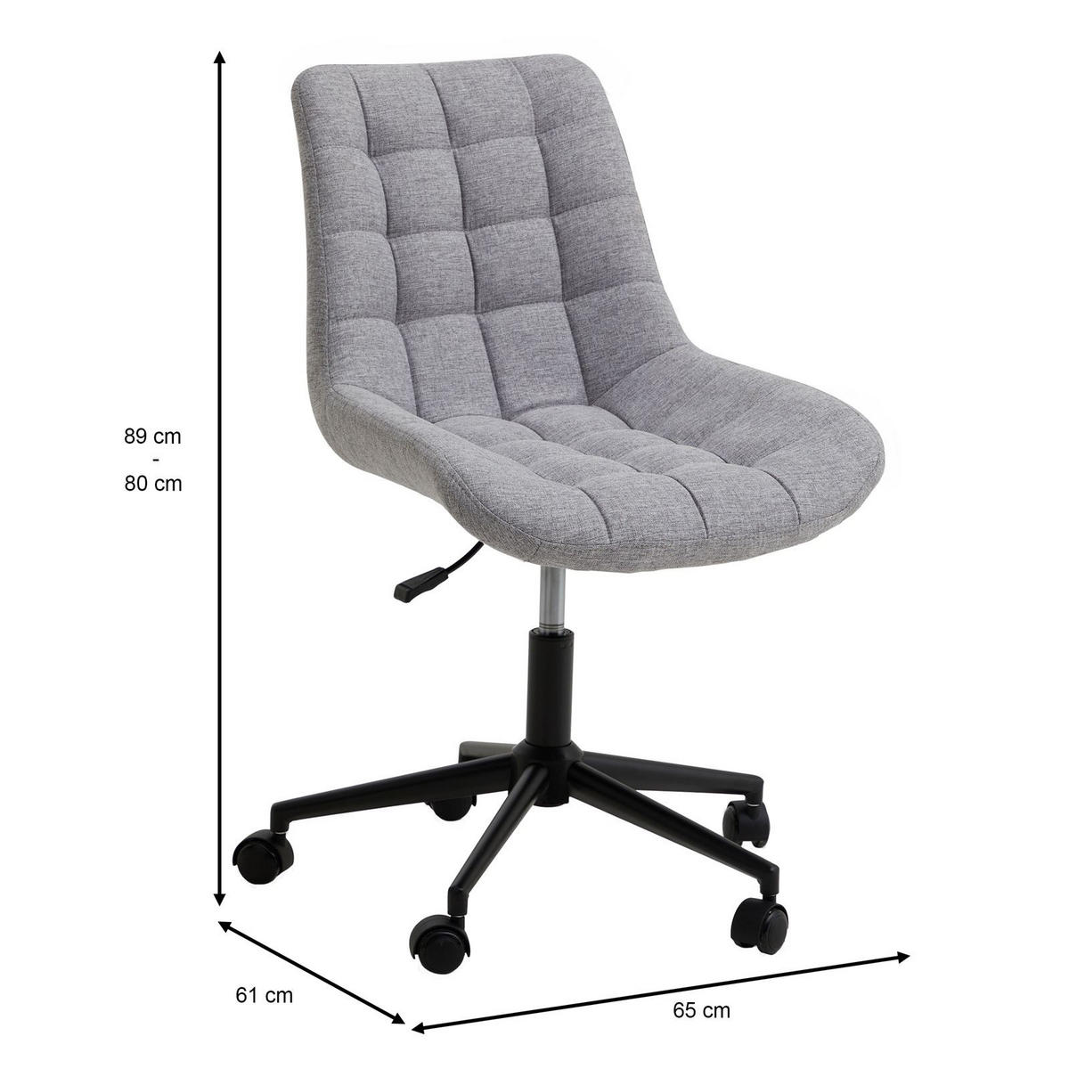 DREHSTUHL TALIA grau - Grau, Textil (53/89/61cm) - IDIMEX