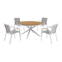 GARTENESSGRUPPE im Set - 4 Personen-Sitzer - Metall - Weiß - - Weiß, Metall - Vente-Unique