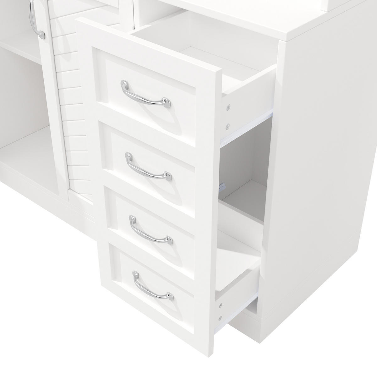 BUFFET 120/188/40 cm Weiß aus MDF mit LED-Beleuchtung - Weiß, Holzwerkstoff (40/188/120cm) - OKMYHOME