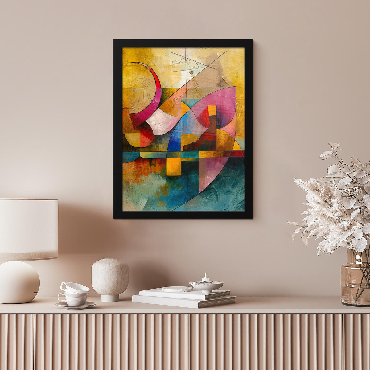GERAHMTES BILD Kunst - Abstrakt - Modern 30x40 cm - Gelb, Papier (30/40cm) - MuchoWow