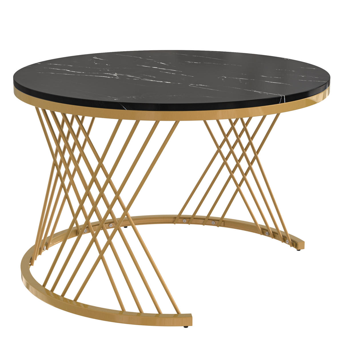 COUCHTISCHSET 2er-Set Rund Schwarz - Schwarz, Holzwerkstoff/Metall (70/70/45.5cm) - Urban Meuble