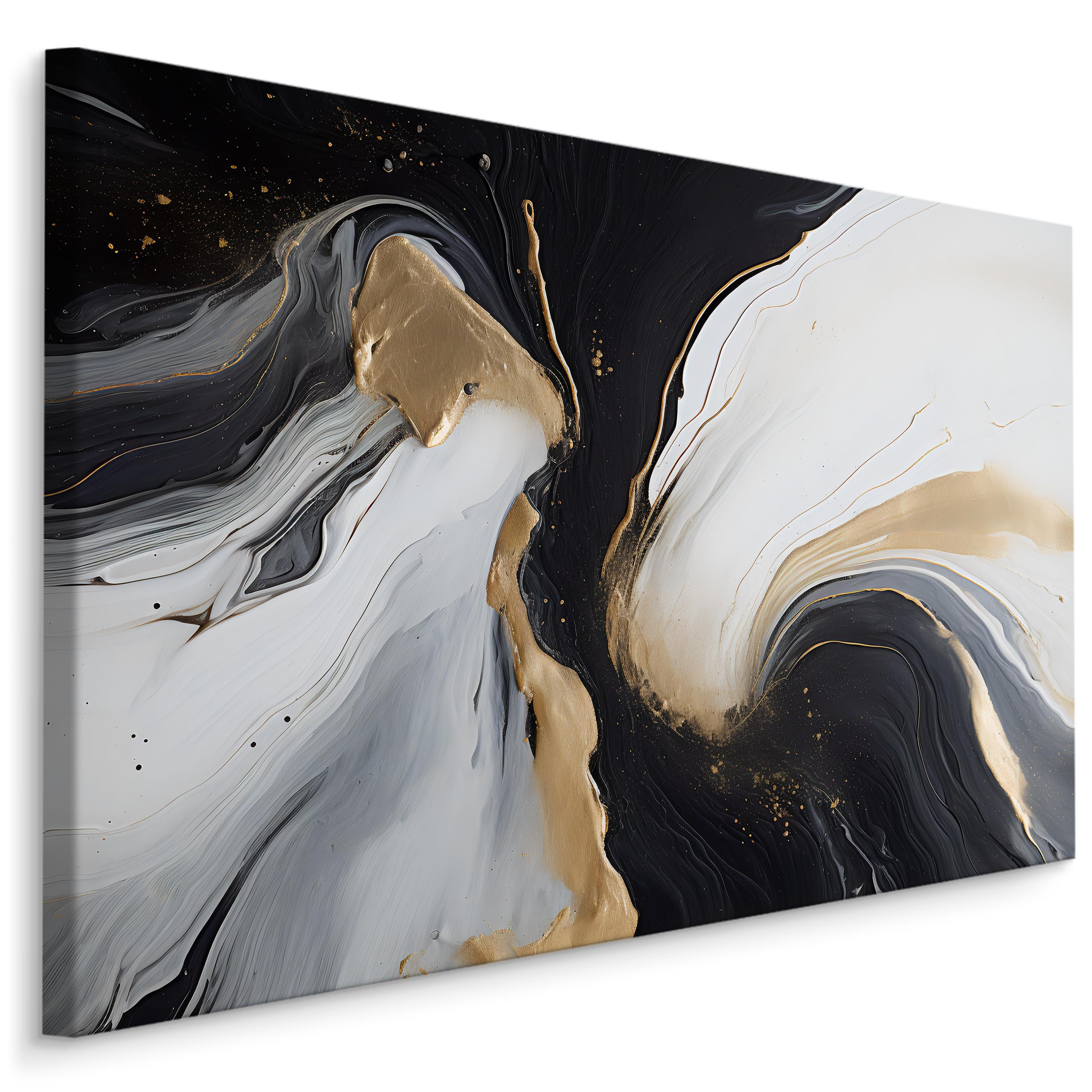 LEINWANDBILD Marmor Abstraktion Glamour Stil 100x70 - Beige/Schwarz, Textil (100/70cm) - Muralo
