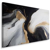 LEINWANDBILD Marmor Abstraktion Glamour Stil 90x60 - Beige/Schwarz, Textil (90/60cm) - Muralo