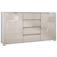 SIDEBOARD Sylt Sandgrau Hochglanz / Weiß Hochglanz - Sandfarben, Holzwerkstoff (138.5/75.5/35cm) - Vladon
