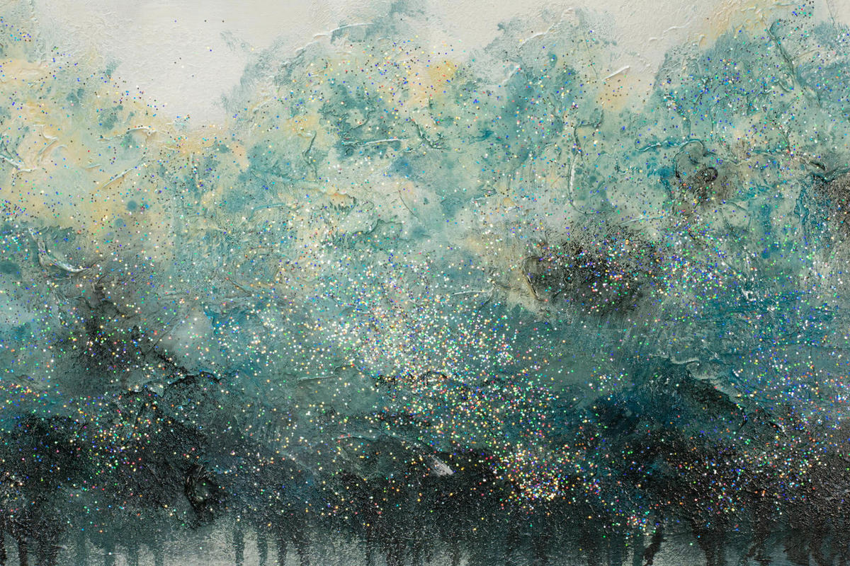 ACRYLBILD HANDGEMALT 100/75 cm - Türkis/Grau, Holz/Textil (1.66/75cm) - KUNSTLOFT