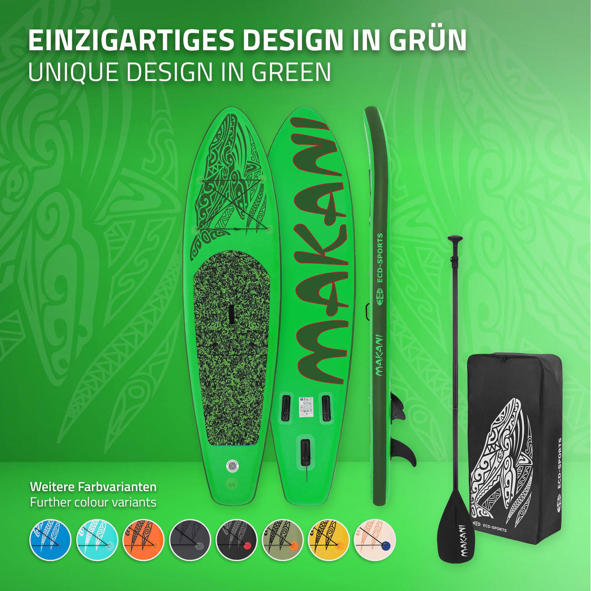 STAND UP PADDLE BOARD Makani Grün - Grün, Kunststoff (320/80/15cm) - ECD-Germany