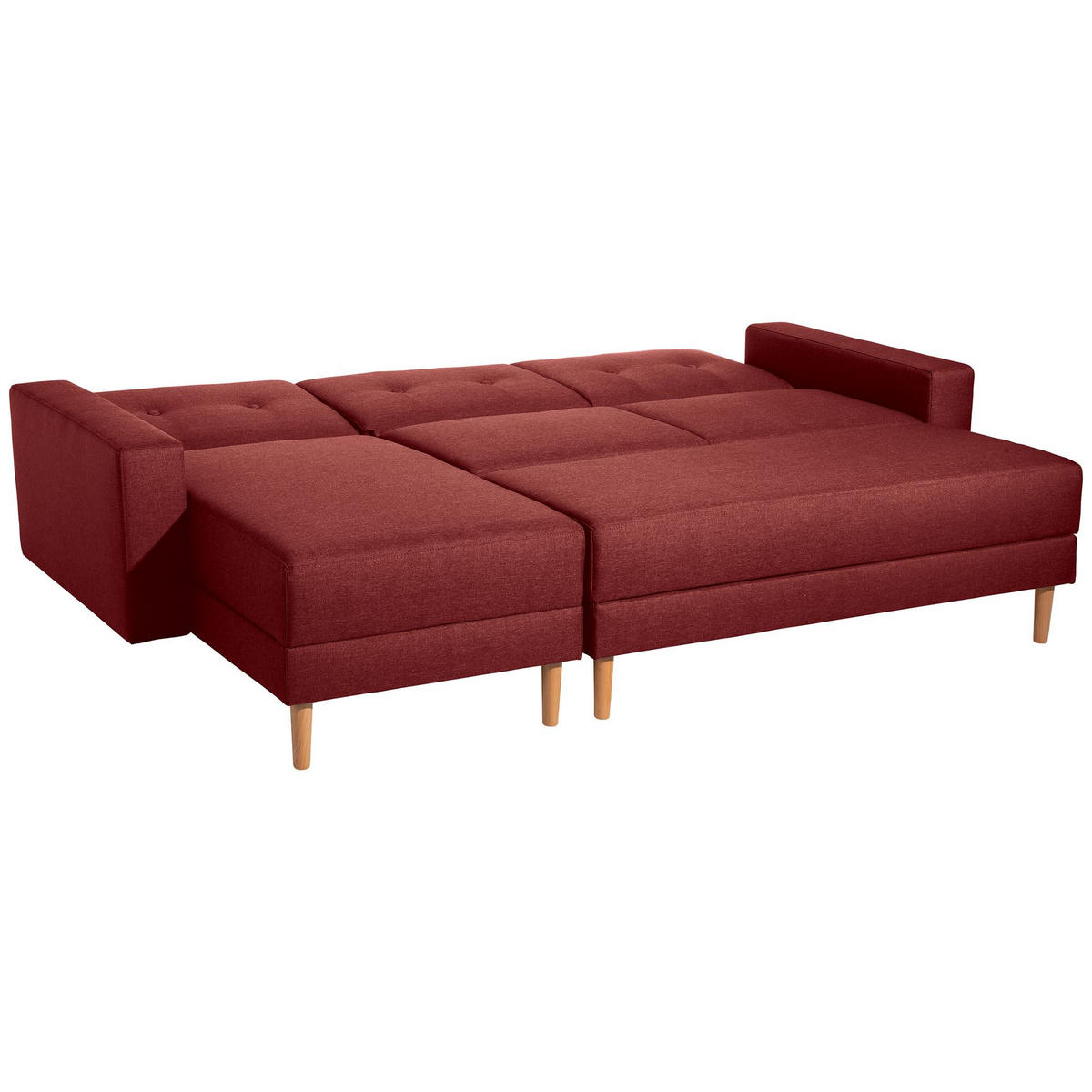 FUNKTIONSSOFA mit Hocker Kattie Flachgewebe rot - Rot, Kunststoff (144/230cm) - 58aufmkessel