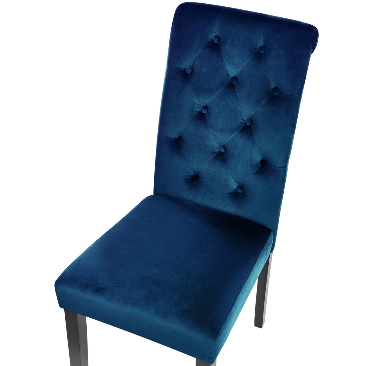 ESSZIMMERSTUHL 2er-Set Samtstoff Dunkelblau Velva - Dunkelblau, Textil (44/99/51cm) - Beliani