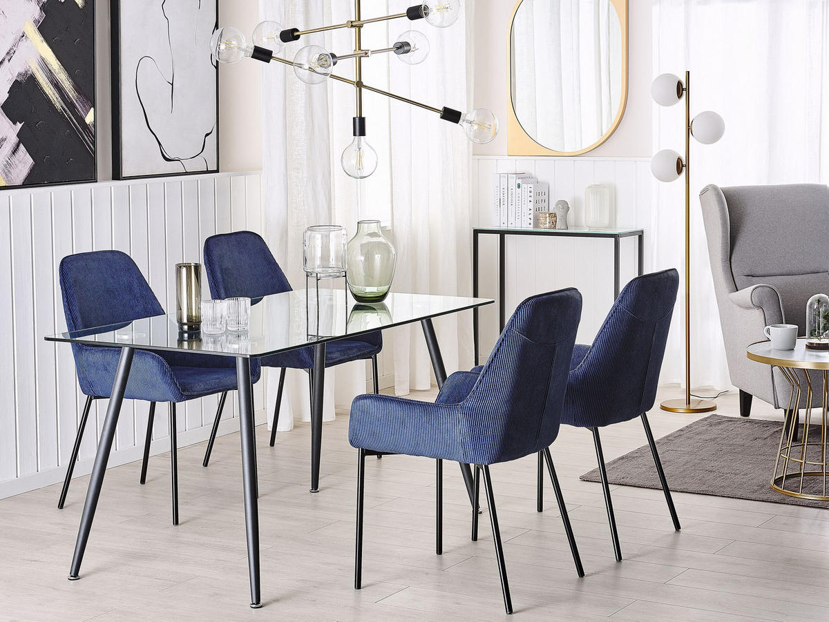ESSTISCH 140/80/74 cm Transparent, Schwarz Rechteckig Midland - Transparent, Glas (140/80/74cm) - Beliani