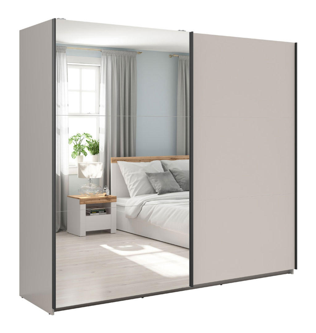 Feldmann-Wohnen Schwebetürenschrank Braun, Grau 220x196x60 cm
