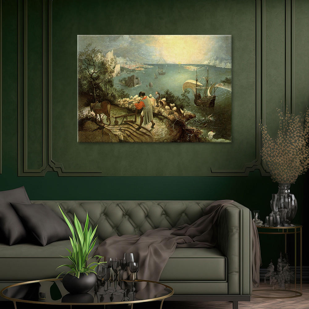 WANDBILD landschaft mit dem sturz des ikarus pieter bruegel - Multicolor, Textil (60/40cm) - Feeby