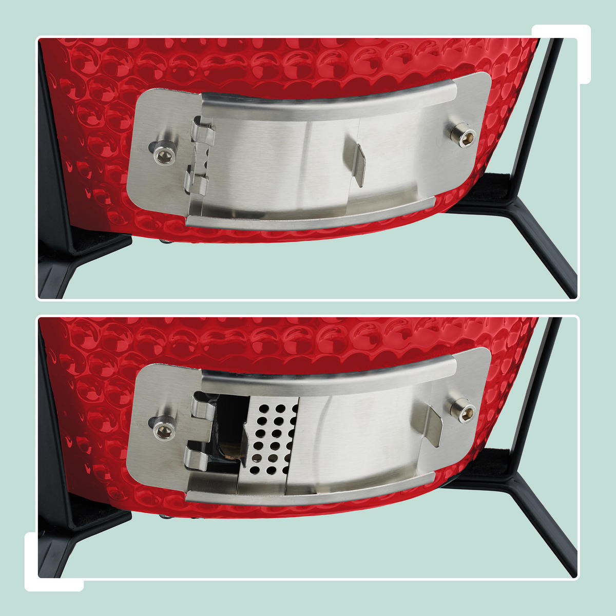 KAMADO-GRILL - Rot, Keramik/Metall (34/56.5cm) - Relaxdays