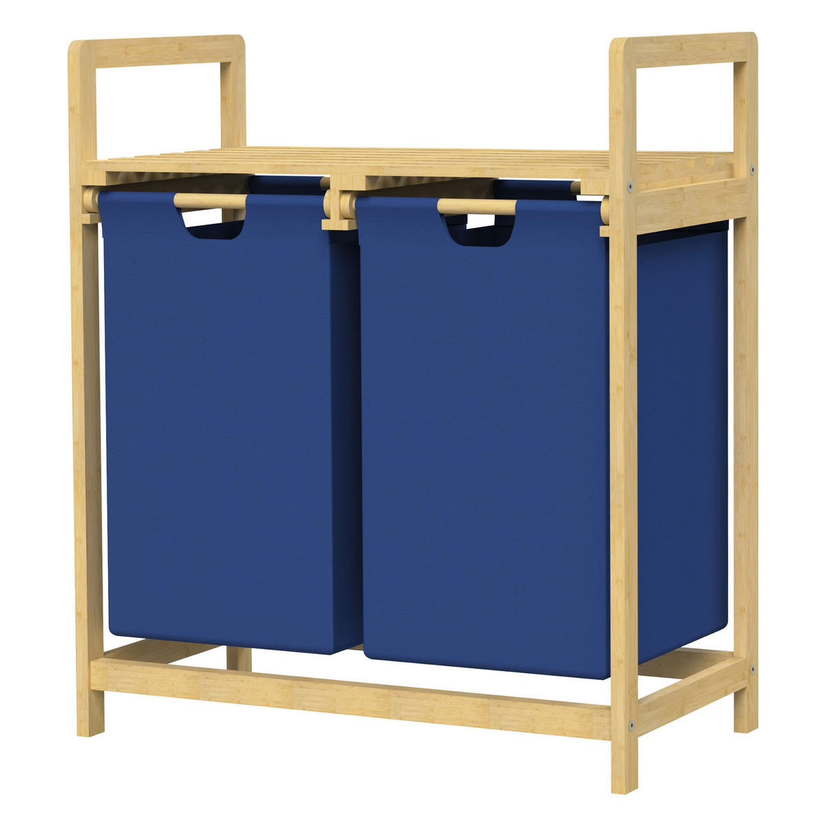 WÄSCHEKORB Bambus Dunkelblau - Blau, Holz (33/73/63cm)