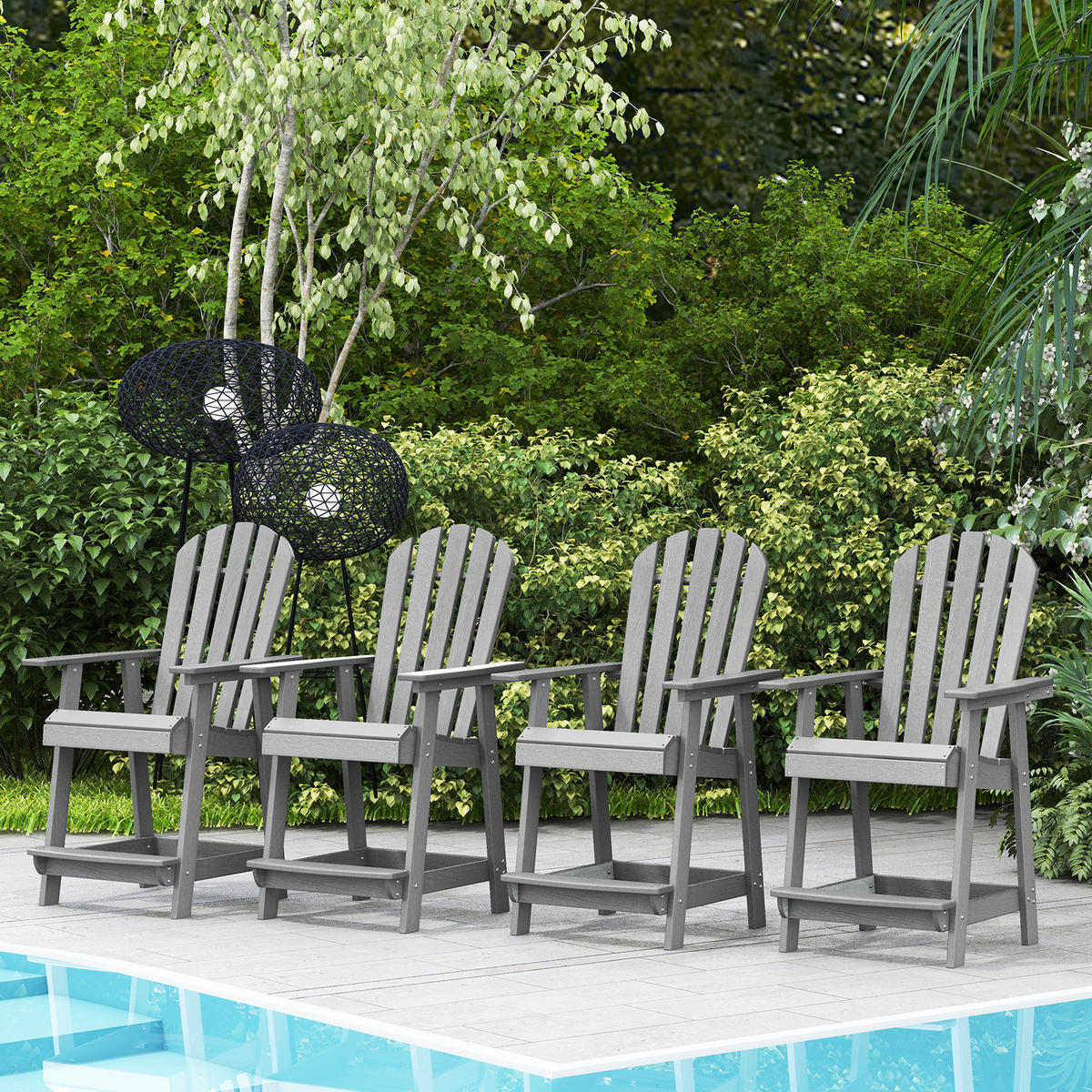 STUHL Hoher Adirondack Grau - Grau, Kunststoff (85/119/70cm) - COSTWAY