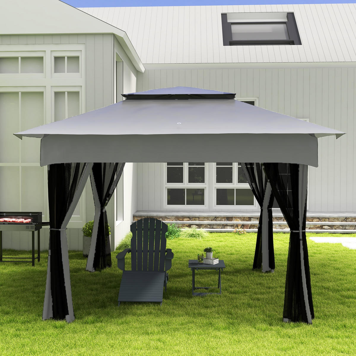 HOLZKOHLEGRILL DE-18264 Schwarz - Schwarz, Metall (32/90/118cm) - ComfortXL