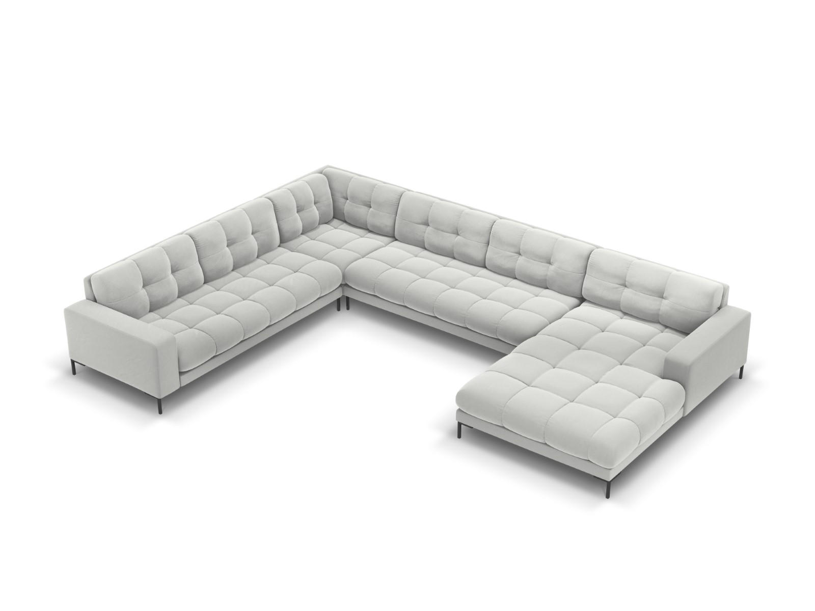 PANORAMASOFA links Mamaia aus Samt silber 7 Sitzplätze - Silberfarben, Textil (256/75/327cm) - Micadoni