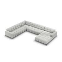 PANORAMASOFA links Mamaia aus Samt silber 7 Sitzplätze - Silberfarben, Textil (256/75/327cm) - Micadoni