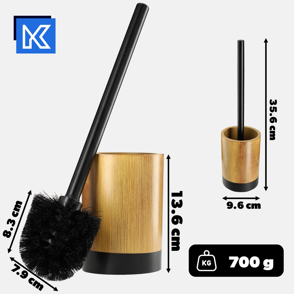 BADEZIMMERSET Seifenspender + Badezimmerbecher + Toilettenbürste - Braun, Kunststoff (10/37cm) - KADAX