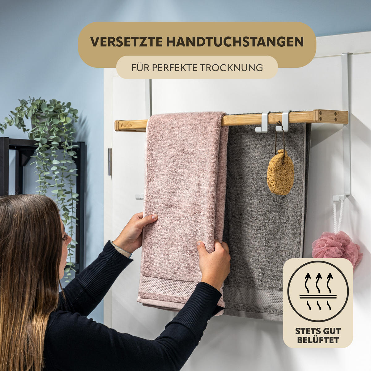TÜR-HÄNGEREGAL, Metall, Bambus, weiß - Weiß, Metall (65.5/36/15cm) - eluno