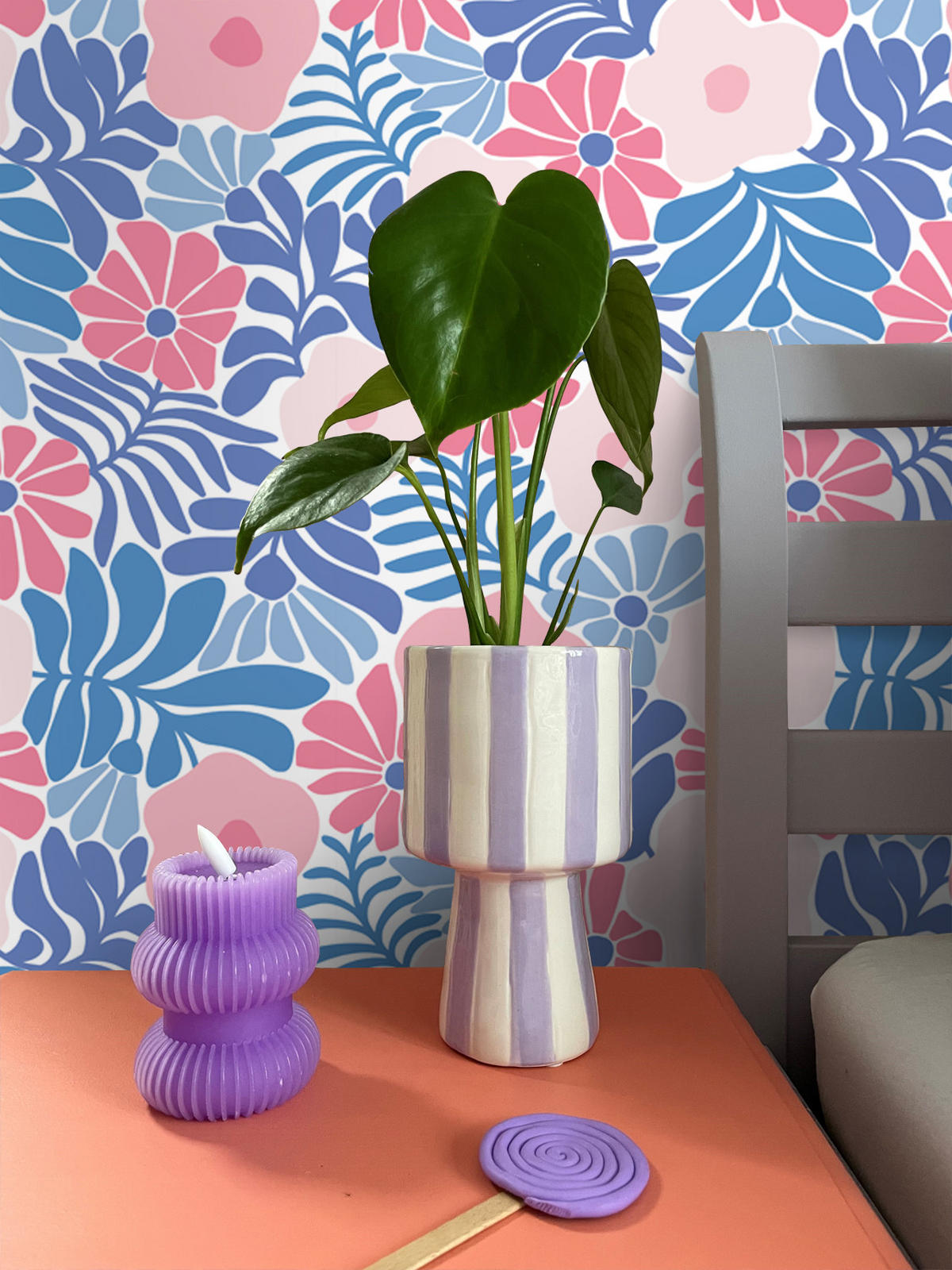 TAPETE Blumen im Matisse-Stil 50 x 900 cm - Pink, Papier (50/900cm) - ESTAhome