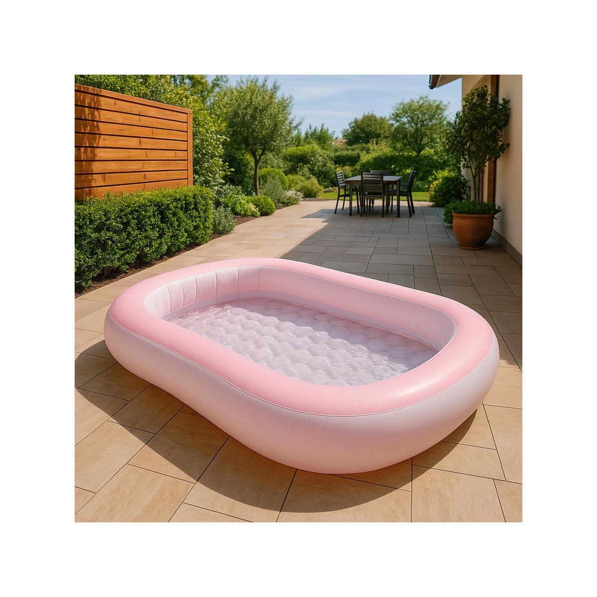 PLANSCHBECKEN XXL 163 x 103,5 x 25 cm mit aufblasbarem Boden und 100 L Fassungsvermögen - Rosa, Kunststoff (103/163cm)