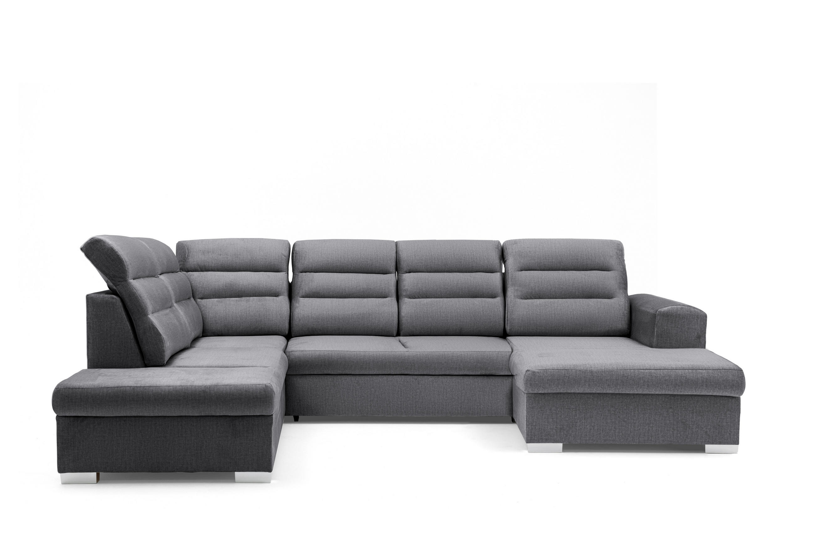 ECKSOFA U-Form CLOUD U Links mit Schlaffunktion 120x252 Velours Dunkelgrau - Dunkelgrau/Silberfarben, Holz/Kunststoff (320/103/202cm) - Muffo