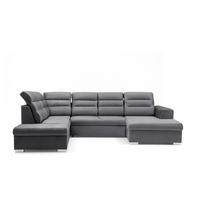 ECKSOFA U-Form CLOUD U Links mit Schlaffunktion 120x252 Velours Dunkelgrau - Dunkelgrau/Silberfarben, Holz/Kunststoff (320/103/202cm) - Muffo
