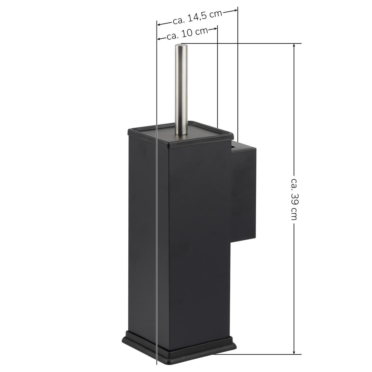 WC-GARNITUR inkl. Wandhalterung - Schwarz, Metall (10/39/14.5cm) - bremermann