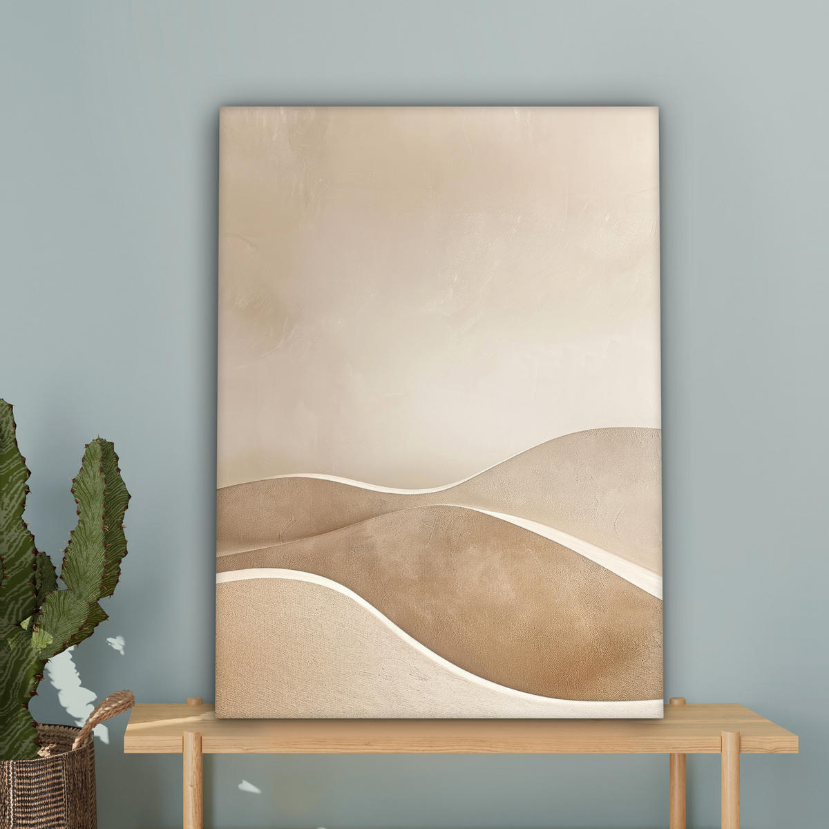 LEINWANDBILD Beige - Natur - Abstrakt - Modern Wandbild Wohnzimmer 60x80 cm - Beige, Textil (60/80cm) - MuchoWow