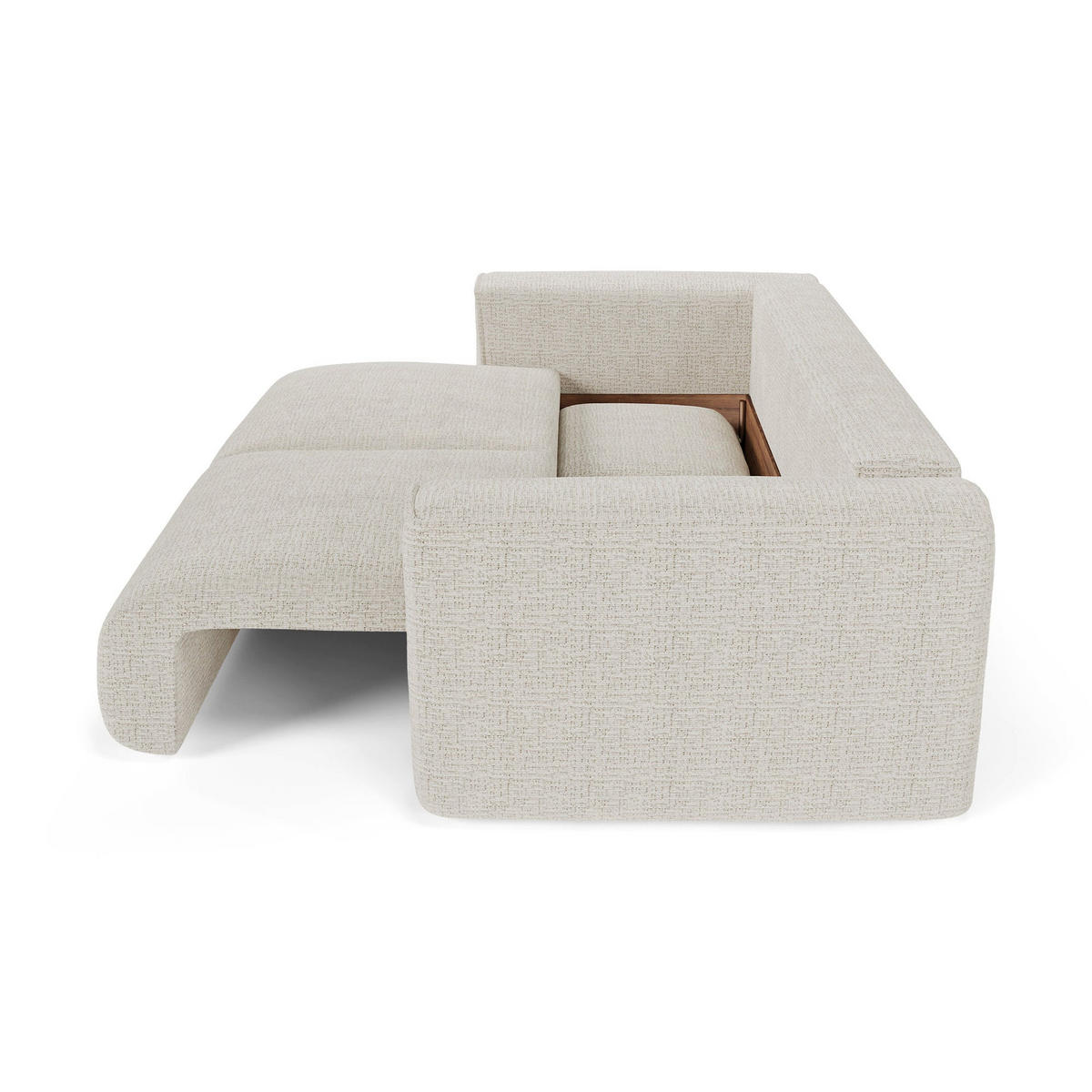 SCHLAFSOFA mit Stauraum COMO Kettgewebe mit weichem Griff Creme 254cm - Creme, Textil (254/78/95cm) - Premium Interiors