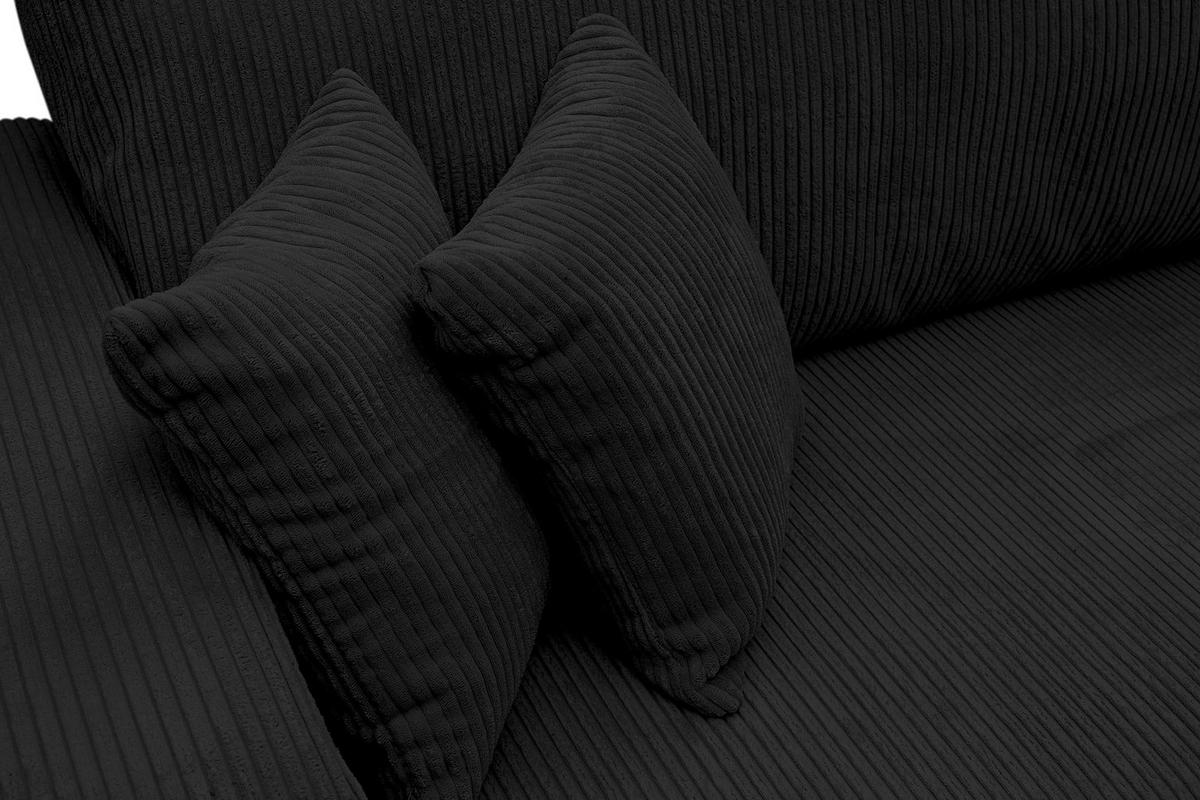 ECKSOFA Luna XL mit Schlaffunktion und Bettkasten Cord-Stoff (Schwarz) - Schwarz, Textil (274/142cm) - VENASI MÖBEL