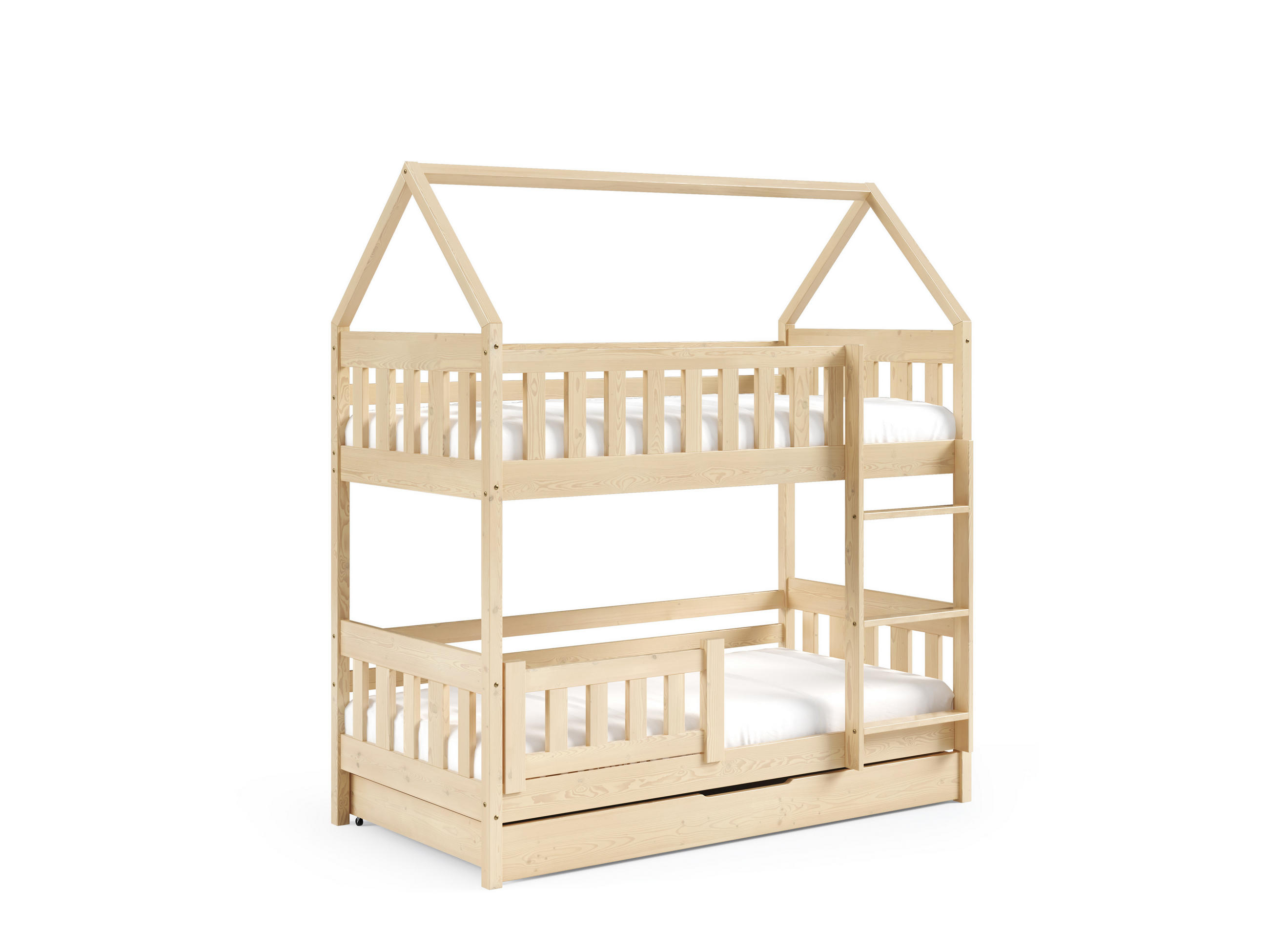 ETAGENBETT ELENA mit Bettkasten 80x190 cm Kieferfarben - Kieferfarben, Holz (80/190cm) - MASSENO